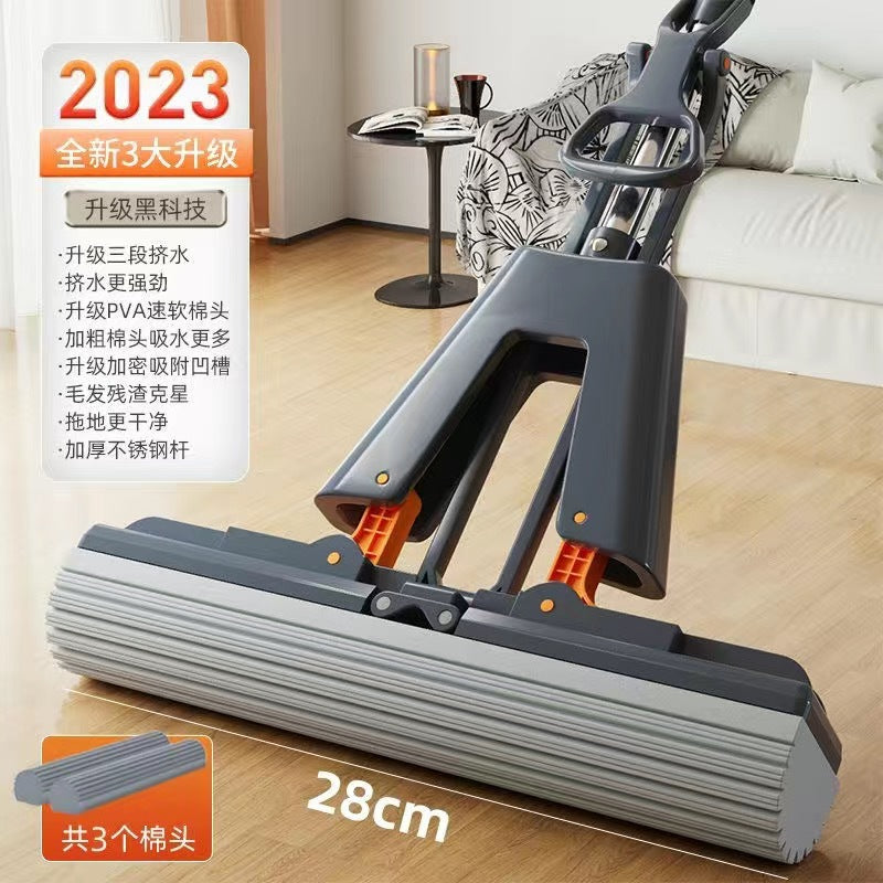 new sponge absorbent mop head - efficient one-wipe, two-clean, hands-free cleaning tool - sponge mop for home use