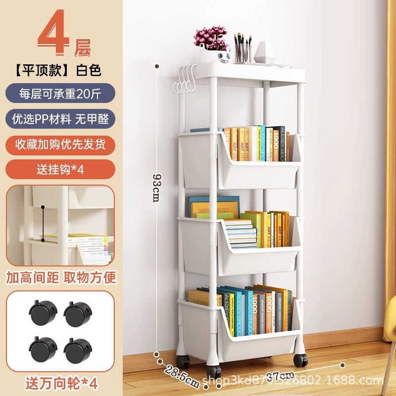 Removable bookshelf Shelf Children's toys Snack storage rack Multi-layer household trolley Floor-to-ceiling simple bookcase