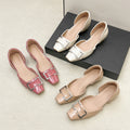 Soft leather flats women's patent leather work work clothing hidden heel 6cm square buckle 2026new arrivalelegant hollow mary jane shoes