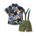 European and american style boys' formal wear - spring/autumn first birthday baby beach floral shirt set - boys' flower boy outfit - children's suit