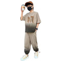 Boys' summer short-sleeve and pants set,  new style, mid-to-large children's activewear, kids' summer lightweight two-piece outfit