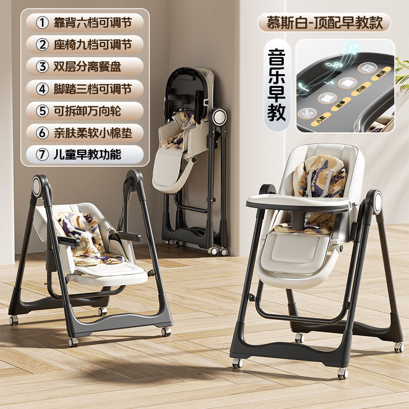 Baby dining chair Baby reclining foldable eating Adjustable toddler learning sitting artifact 0-6 year old child growth chair