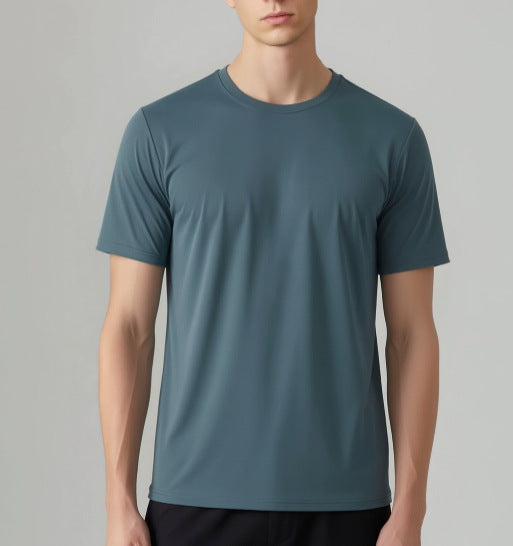 New arrival: cross-border, skin-friendly, quick-dry men's crew neck t-shirt - perfect for sports, casual wear, and versatile use: basketball, tennis, hiking, and commuting