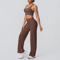 Fashion cross-border nude cross-back bra casual sports hip lifting loose pants fitness yoga wear two-piece set for women