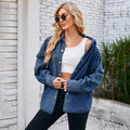 fashioncross-border spring new arrival  washed four-button long sleeves denim shirttops for women