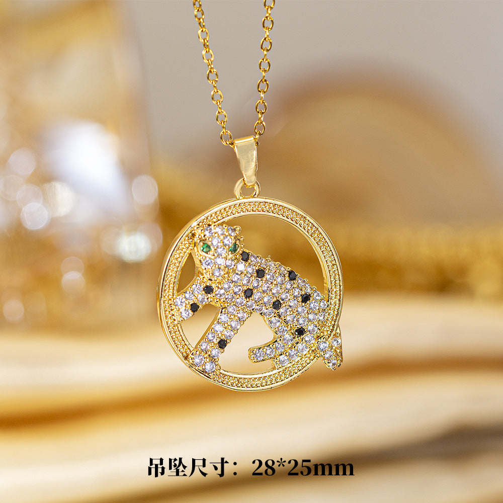 [titanium steel] cross-border popular copper micro-embedded necklace for women, stainless steel gold-plated electroplated high-end exquisite clavicle chain jewelry