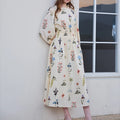 cross-border e-commerce european and american women's clothing: new summer collection - lantern sleeve printed collar, cinched waist, and flared maxi dress