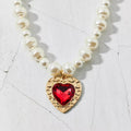 Baroque pearl necklace wholesale - cross-border vintage french chic luxury pendant - faux ruby heart necklace