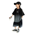 Boys'  summer starry sky casual short-sleeve t-shirt and shorts set - loose fit, round neck, trendy star pattern top