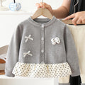 Girls' sweater set - new autumn/winter  collection: little girl's polka dot lace trim cardigan and leggings two-piece set