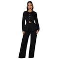 C7605 cross-border   fashion women's high-end gold buckle commuter professional suit set