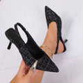 High heels women's shoes 2026 summernew arrivalk-style small fragrant style pointed toe high heels women's back elastic toe sandals