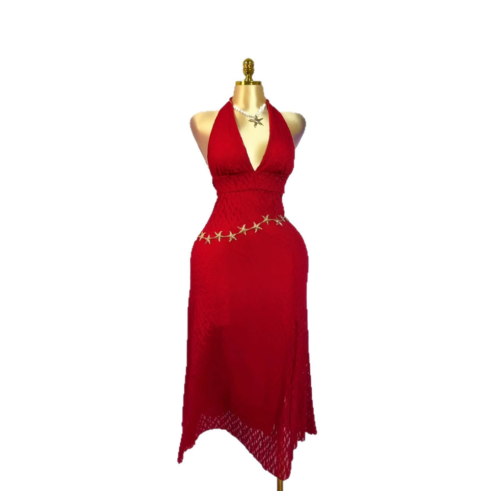 European and american cross-border women's fashion:  summer new arrival - solid color sleeveless halter neck v-neck tie-up backless sexy dress