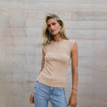 fashionnew arrival women's silm sleeveless round neck knitting ribbed pure colortopsfashionsexy hot girl vest