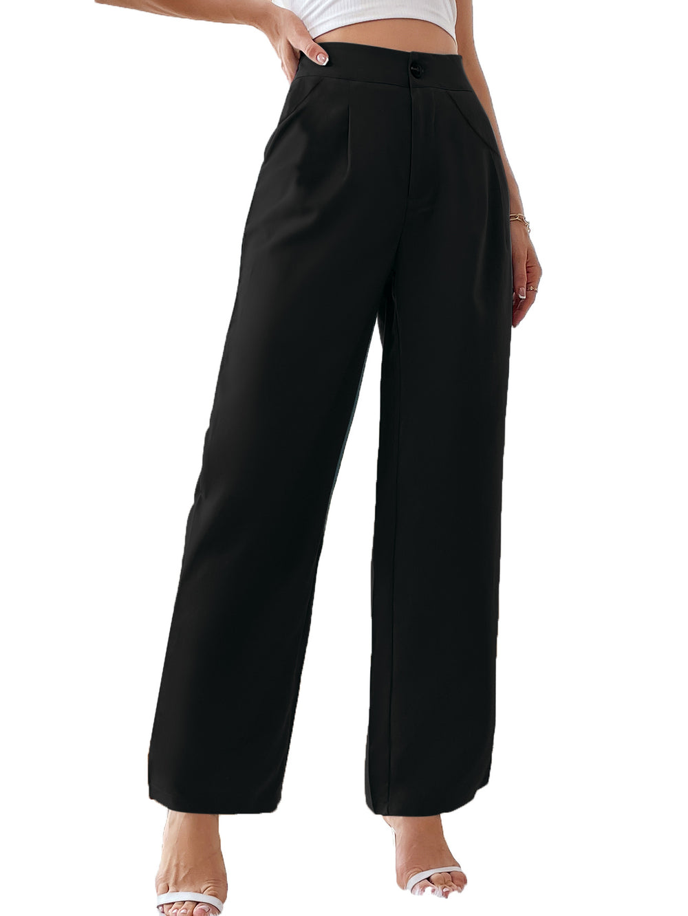 82508#  cross-border women's fashion: european & american ins style, trendy casual, drapey, loose fit, slimming high-waisted trousers