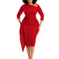 D329export women's clothing new arrival pleated strap pure color hip-covering professional ol elegant large size african european and american dress