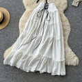 French sweet style off-the-shoulder puff sleeve top with tie-waist high-waisted tiered skirt slimming two-piece set - new summer collection for women