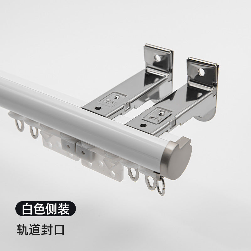 Aluminum alloy curtain rod roman rod track side-mounted single pole double pole thickened top-mounted scandinaviancasual black small bay window