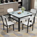 Square tempered glass dining table and chair set - modern minimalist design for small spaces