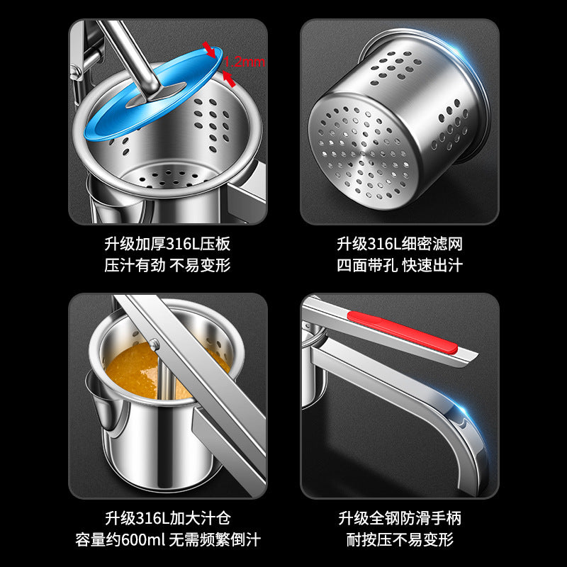 316l stainless steel lemon squeezer - manual juicer for home use - orange, lemon, pomegranate press - lemon clip