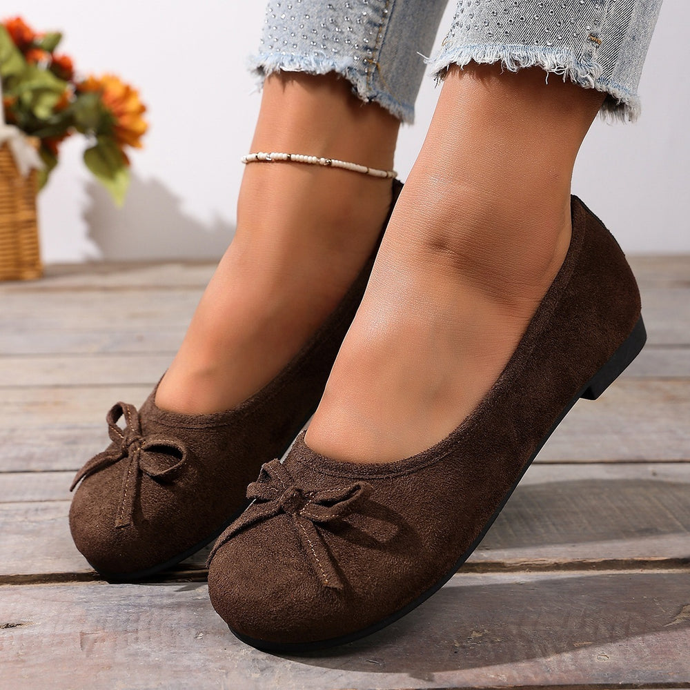 Exportplus size suede bows round toe small flats women's  summernew arrivalflatsflatscasual bean shoes