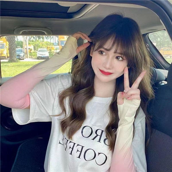 Gradual change color sunscreen arm thin breathable ice sleeve ice silk sleeve anti-ultraviolet Korean version ins cute women's outdoor