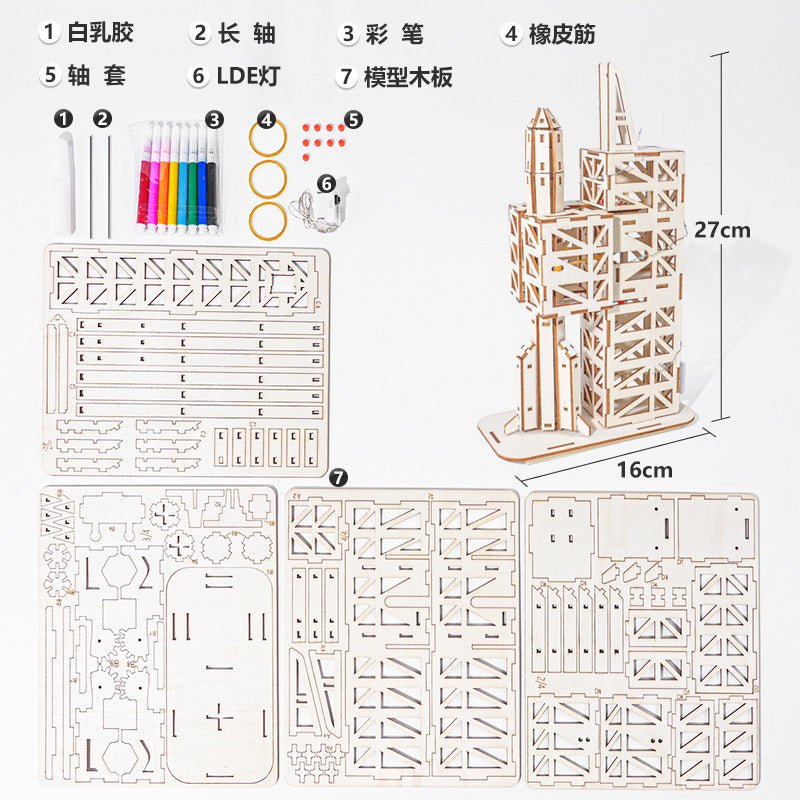 Long March Rocket Technology Small Production Scientific Experiment Aerospace Model Handmade DIY Assembly Puzzle Material Package