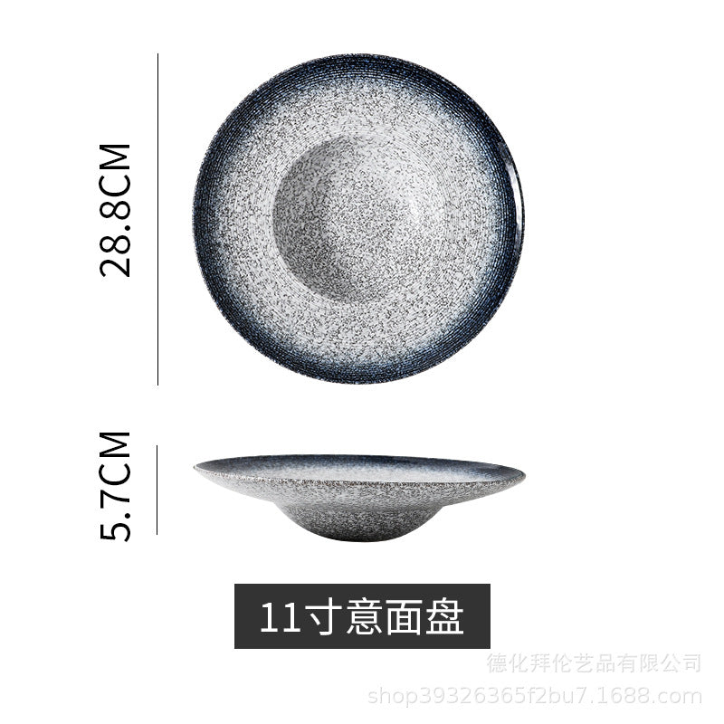 Japanese-style ceramic straw hat plate - hotel & restaurant pasta plate, large soup plate, home dinner plate, display plate - wholesale