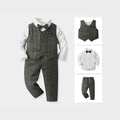 Wholesale branded children's clothing: spring/autumn boys' gentleman's suit, shirt, and vest three-piece set – stylish and fashionable for boys