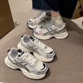 Chunky platform sneakers for women, 2026 new spring/summer collection, breathable mesh, student running shoes, trendy street style, lightweight casual athletic shoes