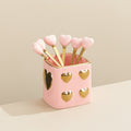 Luxury nordic-style heart-shaped ceramic utensil holder with stainless steel fruit tea spoons – perfect for afternoon tea and dessert forks