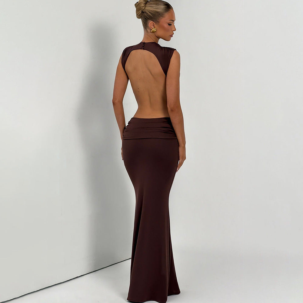 European and american cross-border women's fashion:  summer new sleeveless, low-waisted, sexy, backless, bodycon dress