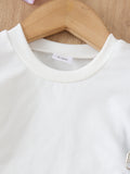 Children's clothing cross-border european and american girls white short-sleeved t-shirt + blue suspender skirt two-piece set
