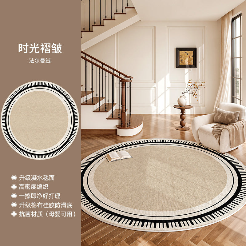 Round rug living room retro high-end bedroom walk-in closet non-slip mat easy-care sofa coffee table floor mat