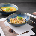 Kiln-turned creative cloth pattern salad bowl retro ceramic western food special-shaped soup bowl japanese irregular bowl chopstick-style noodle bowl