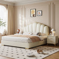Cream style leather bed modern simple shell bed petals popular bedroom girl girl double bed kids princess