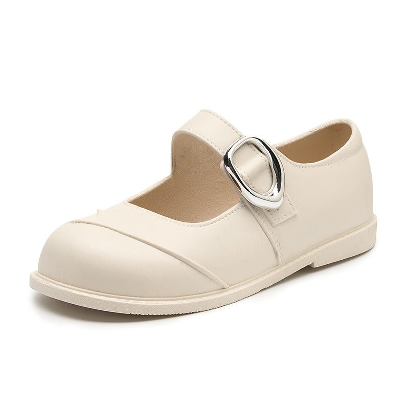 Loafers 2026 new arrival spring autum british style retro small silver buckle round toe pvc slip-on thick sole loafers
