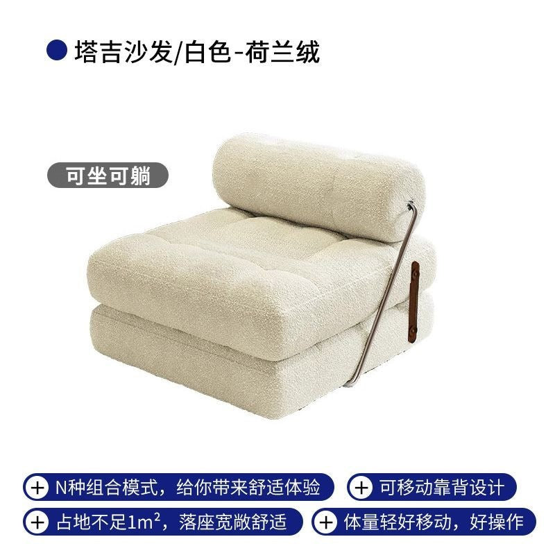 Single sofa small apartment living room tofu block tajine sofa bed foldable dual-purpose cream style modular lazy sofa