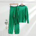 Trendy knit set:  autumn new korean style half-open collar pullover knit top & casual pants two-piece set
