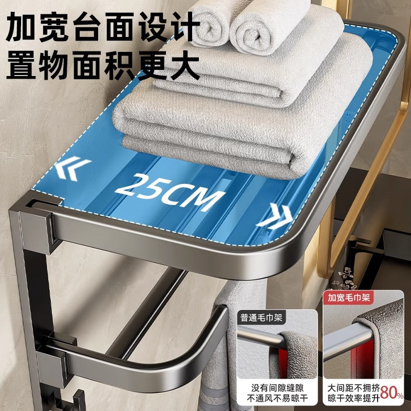 No punching gun gray towel storage rack bathroom space aluminum bath towel rack bathroom bathroom hardware pendant suit