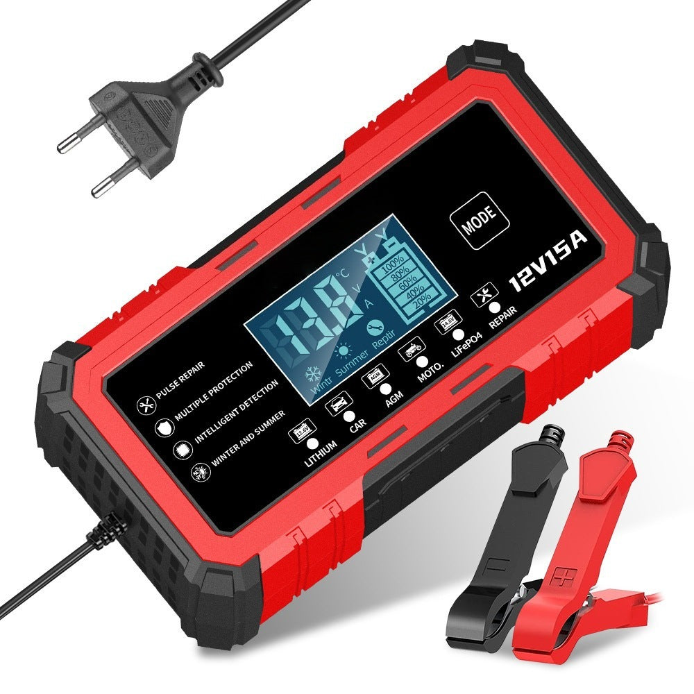 12v 15a smart battery charger for motorcycle, car, and lead-acid/lithium-ion batteries