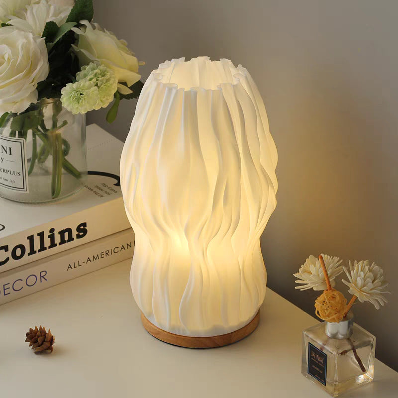 French cream style 3d solid wood table lamp - living room, bedroom, bedside, trendy romantic ambiance decorative ornament night light
