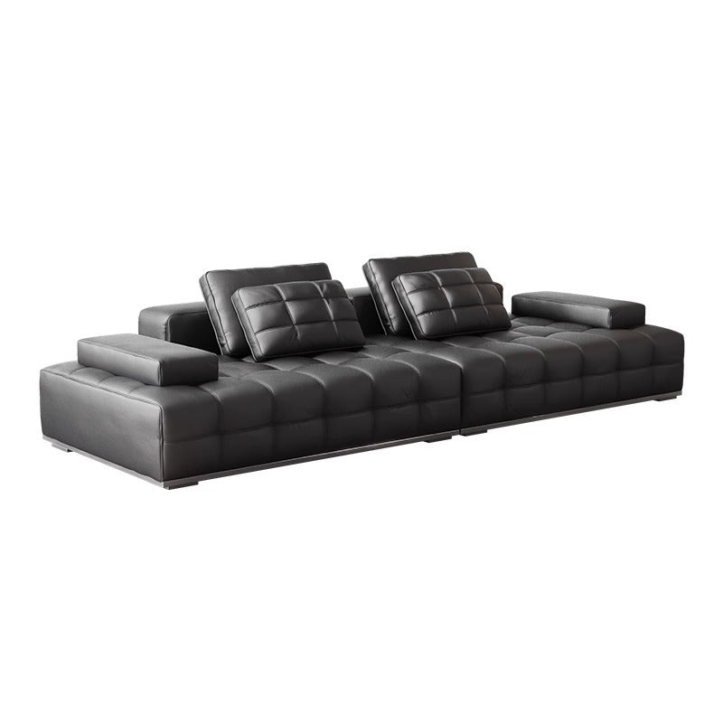 Lawrence straight leather sofa italian normcore living room large apartment house designer black leather sofa
