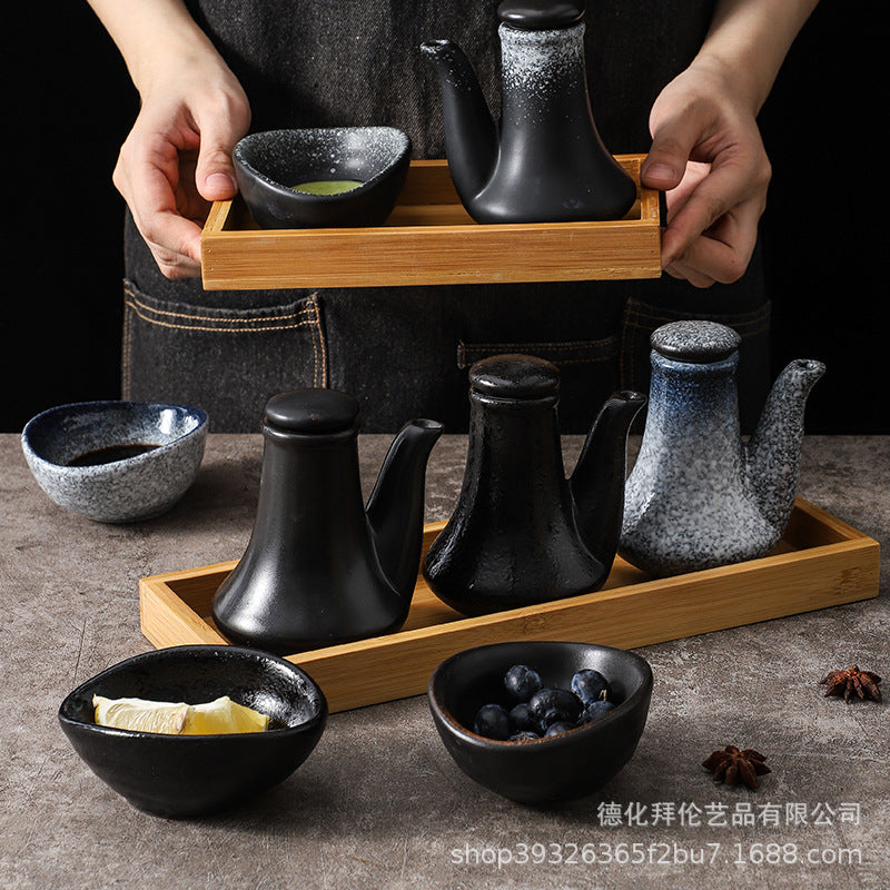 Japanese ceramic oil pot retro japanese stylefor home soy sauce pot vinegar pot seasoning dish kitchen supplies side dish dipping dish