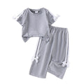 Children's clothingexportfashion cross-border children's clothing gray short-sleeved t-shirt pants suit
