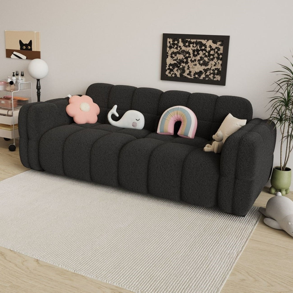 Marshmallow cloud fabric sofa - perfect for small apartments, living rooms, bedrooms, and rental properties. a cozy and comfortable accent sofa for home or office