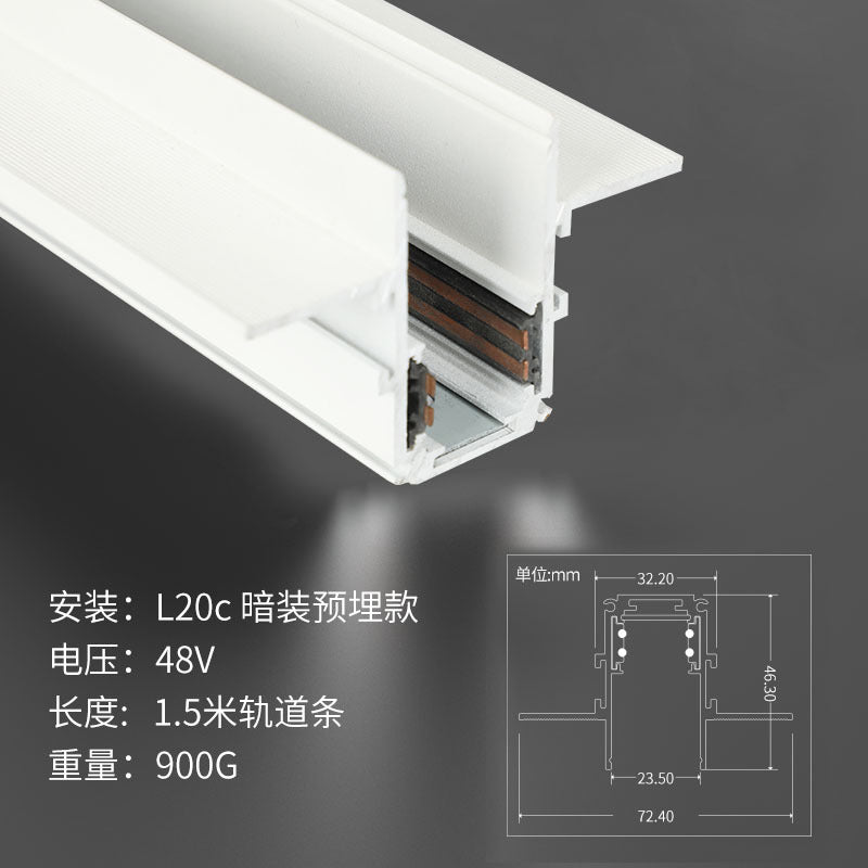 White Magnetic Track Light Surface Installation Embedded Frameless Living Room LED Spotlights Embedded Mainless Lighting Design