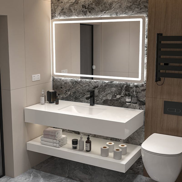 Wall-mounted washbasin cabinet combination light luxury marble integrated bathroom cabinet hotel bathroom basin cabinet washstand