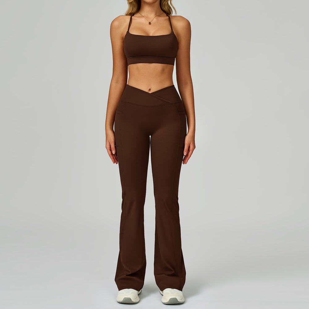 nude yoga suit cut out beautiful back yoga suit women's high waist belly wrap tight running fitness suit 2030