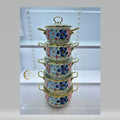 Export cross-mirror factory direct sales enamel high-end five-piece pot set boutique soup pot enamel pot double-ear soup pot